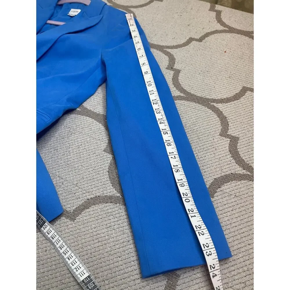 J.Crew Girlfriend Chino Blazer Blue One Button Tailored Stretch Cotton Size 6
